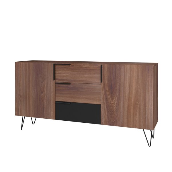 Manhattan Comfort Beekman 62.99 Sideboard with 4 Shelves in Brown and Black 403AMC240